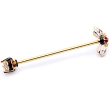 将图片加载到图库查看器，14G Clear Black Yellow Gem Gold Tone Bee Industrial Barbell 38mm
