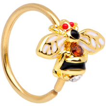 Load image into Gallery viewer, 20G 5/16 Clear Yellow Gem Gold Tone Bee Nose Hoop
