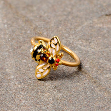 Load image into Gallery viewer, 20G 5/16 Clear Yellow Gem Gold Tone Bee Nose Hoop
