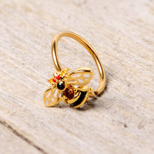 Load image into Gallery viewer, 20G 5/16 Clear Yellow Gem Gold Tone Bee Nose Hoop
