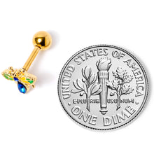 Load image into Gallery viewer, 16G 1/4 Blue Gem Gold Tone Colorful Bee Cartilage Tragus Earring
