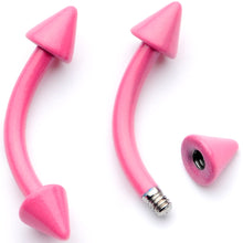 将图片加载到图库查看器，16G 5/16 Pink Glow in the Dark Cone End Curved Barbell Set of 2
