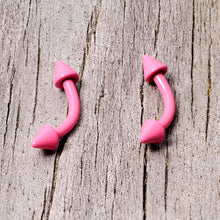 将图片加载到图库查看器，16G 5/16 Pink Glow in the Dark Cone End Curved Barbell Set of 2
