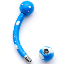 Load image into Gallery viewer, 16G 5/16 Blue White Glow in the Dark Curved Eyebrow Ring
