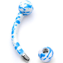 Load image into Gallery viewer, 16G 5/16 White Blue Glow in the Dark Curved Eyebrow Ring
