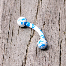 Load image into Gallery viewer, 16G 5/16 White Blue Glow in the Dark Curved Eyebrow Ring
