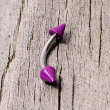 Load image into Gallery viewer, 16G 5/16 Purple Cone End Curved Eyebrow Ring
