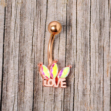 Load image into Gallery viewer, Aurora Gem Rose Gold Tone Crown of Love Belly Ring
