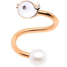 Load image into Gallery viewer, 14G 3/8 Clear Gem Rose Gold Tone Bird Spiral Twister Belly Ring
