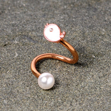 Load image into Gallery viewer, 14G 3/8 Clear Gem Rose Gold Tone Bird Spiral Twister Belly Ring
