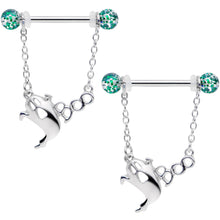 Load image into Gallery viewer, 14G 5/8 UV Ball Boo Ghost Halloween Chain Dangle Nipple Ring Set
