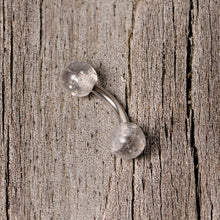 Load image into Gallery viewer, 16G 1/4 Clear Speckled Acrylic Ends Curved Barbell
