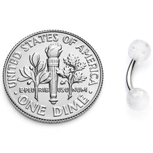 Load image into Gallery viewer, 16G 1/4 Clear Speckled Acrylic Ends Curved Barbell
