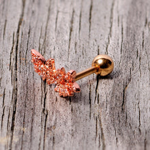 Load image into Gallery viewer, 16G 1/4 Clear CZ Gem Rose Gold Tone Butterfly Trio Cartilage Tragus
