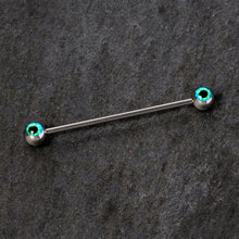 Load image into Gallery viewer, 14G Haunting Human Eyeball Halloween Industrial Barbell 38mm
