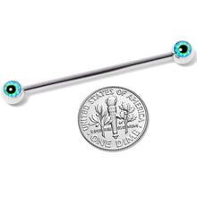 Load image into Gallery viewer, 14G Haunting Human Eyeball Halloween Industrial Barbell 38mm
