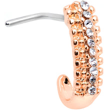 将图片加载到图库查看器，20G 5/16 Rose Gold Tone Texture Faux Hoop L Shaped Nose Ring
