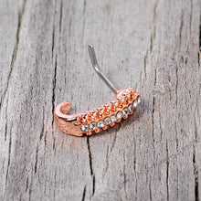 将图片加载到图库查看器，20G 5/16 Rose Gold Tone Texture Faux Hoop L Shaped Nose Ring
