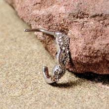 Load image into Gallery viewer, 20G 5/16 Clear Gem Braid Faux Hoop L Shaped Nose Ring
