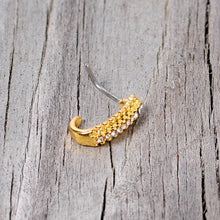 Load image into Gallery viewer, 20G 5/16 Clear Gem Gold Tone Texture Faux Hoop L Shaped Nose Ring
