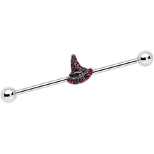 Load image into Gallery viewer, 14G Purple Gem Witch Hat Halloween Industrial Barbell 38mm
