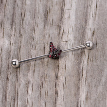 Load image into Gallery viewer, 14G Purple Gem Witch Hat Halloween Industrial Barbell 38mm
