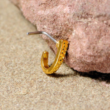Load image into Gallery viewer, 20G 5/16 Gold Tone Dainty Dots Faux Hoop L Shaped Nose Ring

