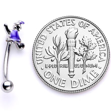 Load image into Gallery viewer, 16G 5/16 Blue Spooky Witch Halloween Curved Eyebrow Ring
