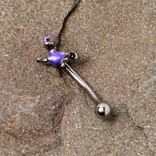 Load image into Gallery viewer, 16G 5/16 Blue Spooky Witch Halloween Curved Eyebrow Ring
