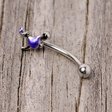 Load image into Gallery viewer, 16G 5/16 Blue Spooky Witch Halloween Curved Eyebrow Ring
