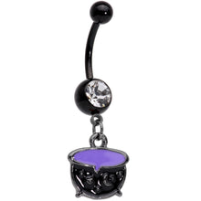 将图片加载到图库查看器，Clear Gem Black Purple Witch Cauldron Halloween Dangle Belly Ring

