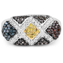 将图片加载到图库查看器，0.61 Carat Genuine Multi Diamond .925 Sterling Silver Ring
