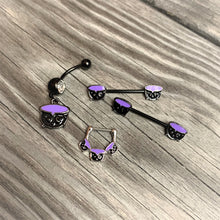 将图片加载到图库查看器，Clear Gem Black Purple Witch Cauldron Halloween Dangle Belly Ring

