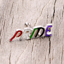Load image into Gallery viewer, 16G 1/4 Multicolor Rainbow Pride Cartilage Tragus Earring
