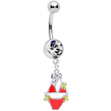 将图片加载到图库查看器，Clear Gem Red Itty Bitty Bikini Dangle Belly Ring
