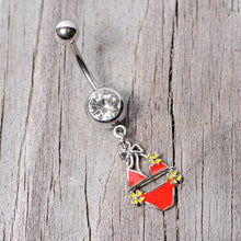 将图片加载到图库查看器，Clear Gem Red Itty Bitty Bikini Dangle Belly Ring
