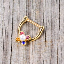 Load image into Gallery viewer, 16G 1/4 Pink Blue Gem Gold Tone Cartilage Clicker

