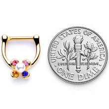 Load image into Gallery viewer, 16G 1/4 Pink Blue Gem Gold Tone Cartilage Clicker
