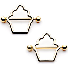 Load image into Gallery viewer, 14G 9/16 Gold Tone Hollow Cupcake Nipple Shield Set
