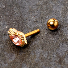Load image into Gallery viewer, 16G 1/4 Pink Gem Gold Tone Tulip Flower Cartilage Tragus Earring

