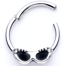 Load image into Gallery viewer, 16G 3/8 Clear Gem 50s Retro Summer Sunglasses Hinged Segment Ring
