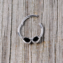 Load image into Gallery viewer, 16G 3/8 Clear Gem 50s Retro Summer Sunglasses Hinged Segment Ring
