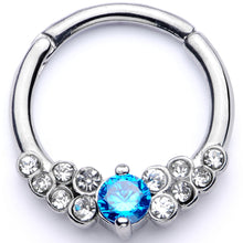 Load image into Gallery viewer, 16G 3/8 Clear Blue CZ Gem Arc Hinged Segment Ring
