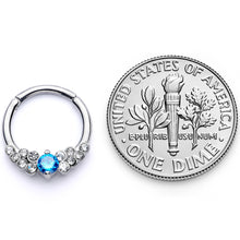 Load image into Gallery viewer, 16G 3/8 Clear Blue CZ Gem Arc Hinged Segment Ring
