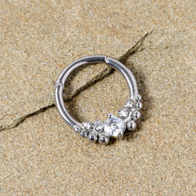 Load image into Gallery viewer, 16G 3/8 Clear CZ Gem Classy Circles Hinged Segment Ring
