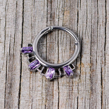 Load image into Gallery viewer, 16G 3/8 Purple Gem Rectangle Septum Clicker
