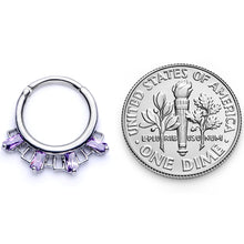 Load image into Gallery viewer, 16G 3/8 Purple Gem Rectangle Septum Clicker
