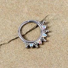 Load image into Gallery viewer, 16G 3/8 Aurora CZ Gem Triangles Septum Clicker
