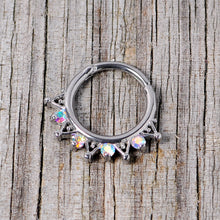 Load image into Gallery viewer, 16G 3/8 Aurora CZ Gem Triangles Septum Clicker

