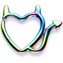 Load image into Gallery viewer, 16G 1/4 Rainbow Little Devil Halloween Heart Closure Ring
